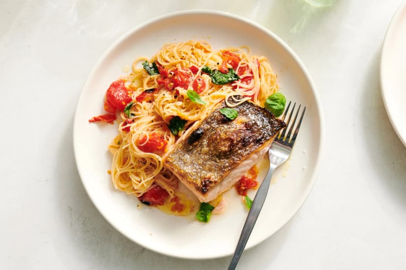 PENNE WITH SALMON and Basil & Tomatoes